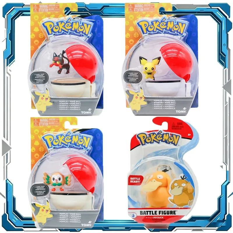 Pokemon Pikachu Figure Pocket Monster Elf Pokeball Adjustable Belt Kids Birthday Gift Desktop Decor Lovely Collection for Boys
