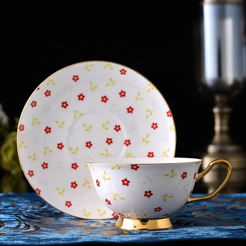 Europese Stijl Verse Afternoontea Koffiekop Keramisch Goud Randset Bot Porselein Set