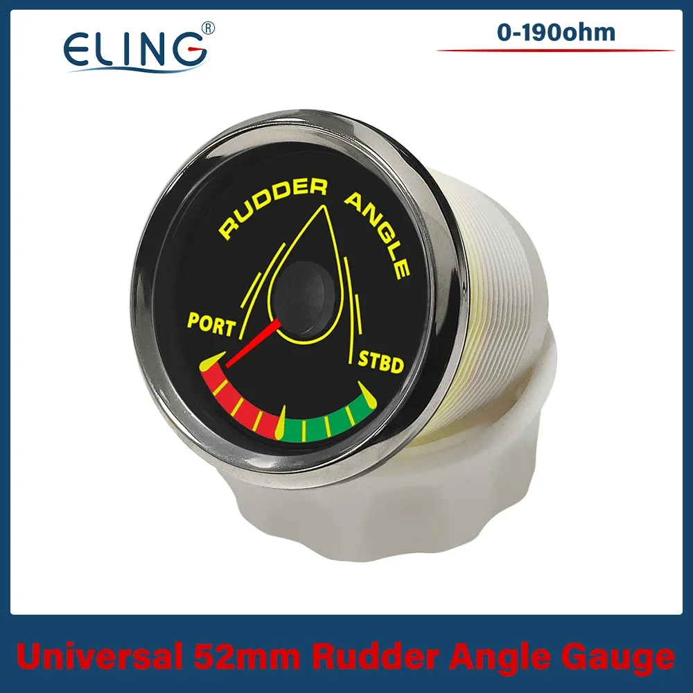 Universal 52mm Rudder Angle Gauge Meter 0-190ohm with 8 Colors Backlight for Boat Yacht Vessel 9-32V