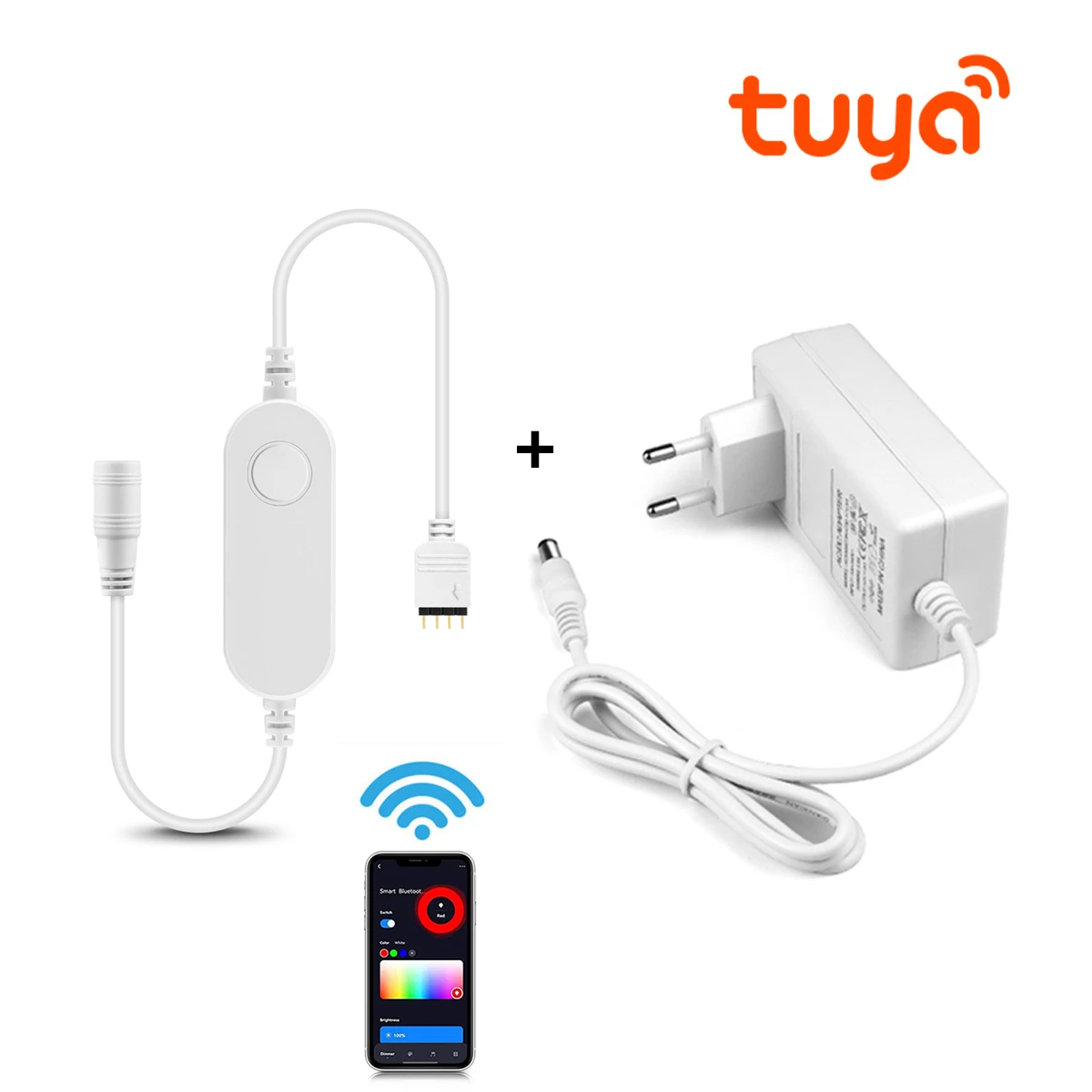 DC24V Power Supply 12 Volt Lighting Transformer 2A/ 3A White Adapter with Tuya RGB Smart Controller for COB SMD Light Strip 5050