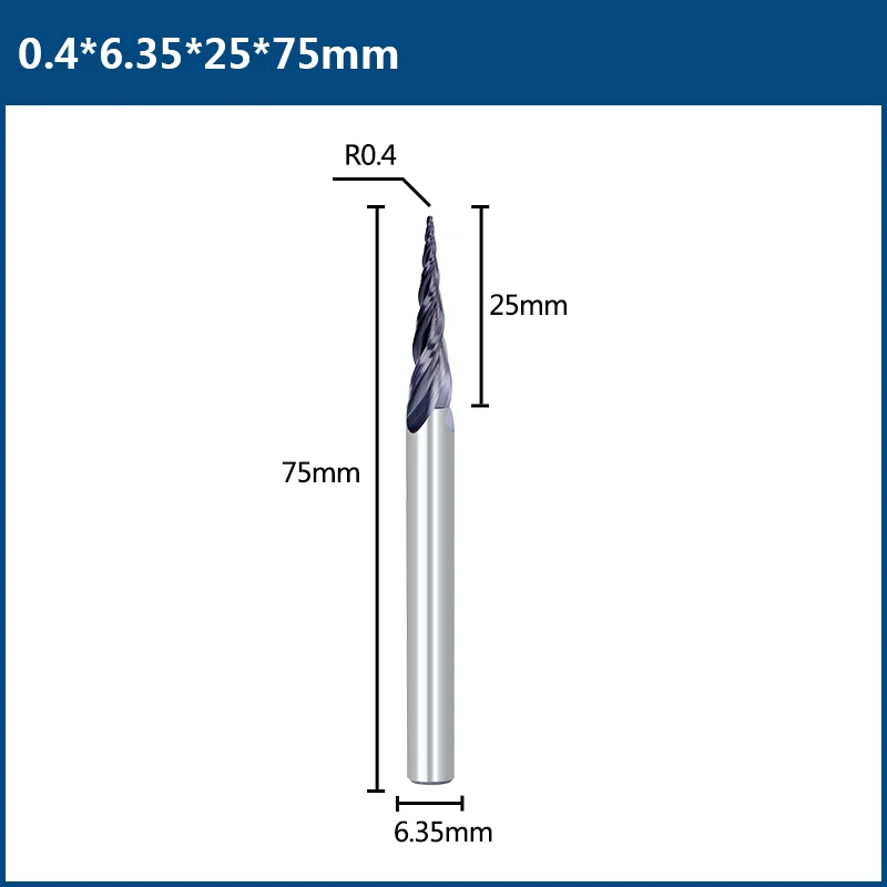 CMCP R0.4 3 Flute Router Bit 1/4