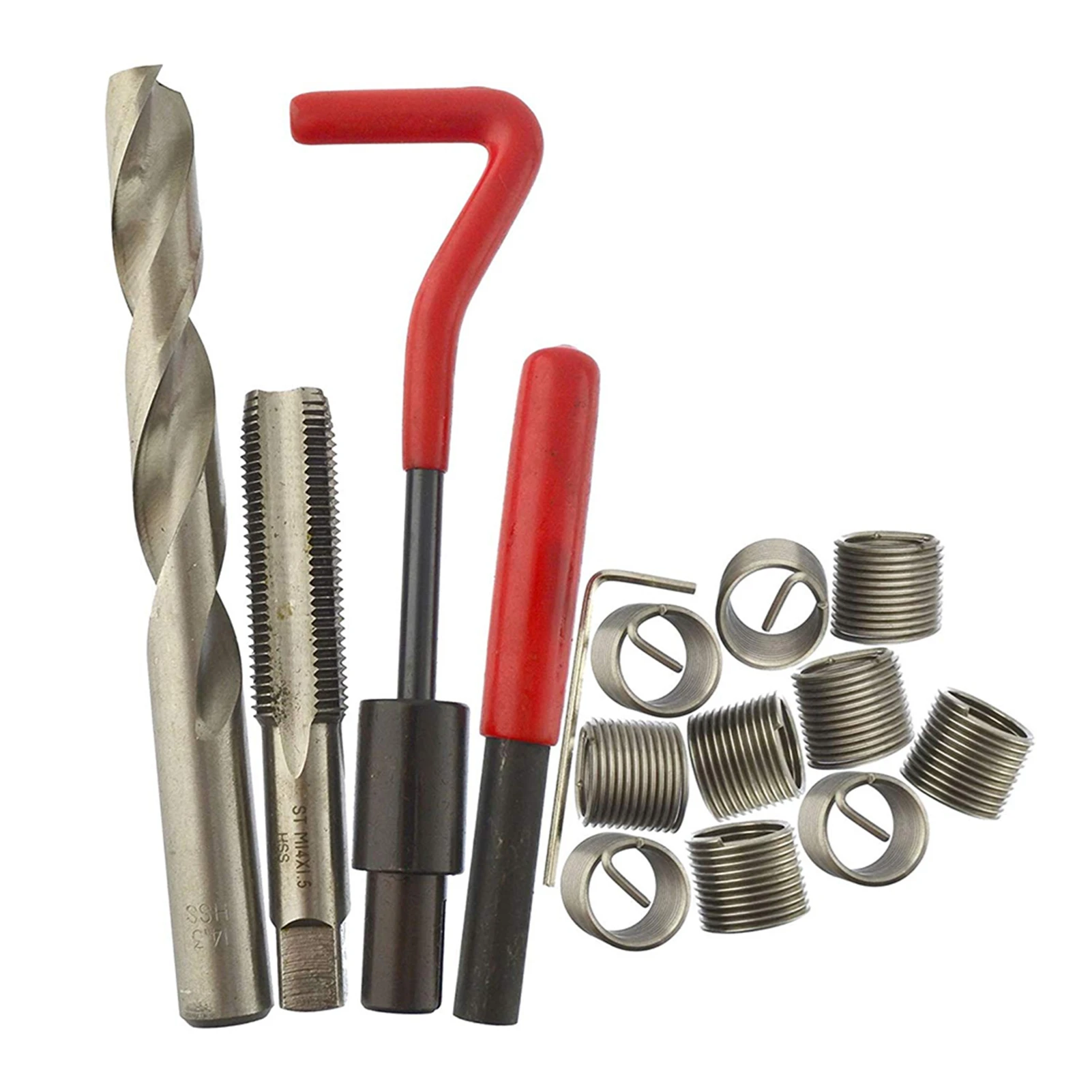 【Sale】15-30Pcs Metric Thread Repair Insert Kit M5 M6 M8 M10 M12 M14 Helicoil Car Pro Coil Tool M14 * 1.5 Thread Repair Insert