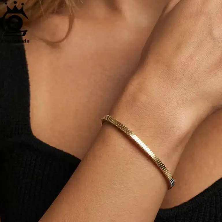 

ORSA JEWELS S925 Серебряный модный браслет-цепочка из змеевидной проволоки 2 мм для женщин, повседневная массивная цепочка на запястье, украшение для вечеринок SB221