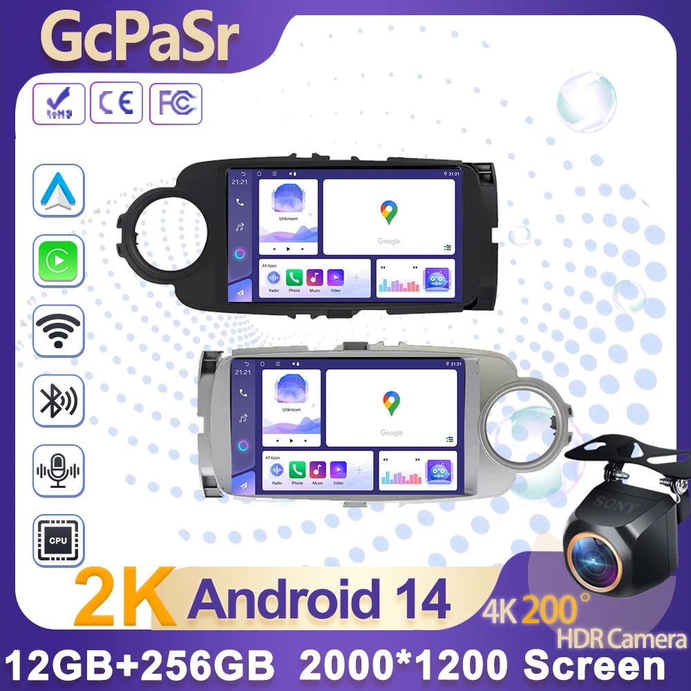 

Android 14 Carplay Car Radio For Toyota Yaris 2012 2013 2014 2015 2016 2017 Navigation GPS Multimedia Player stereo wifi BT Auto