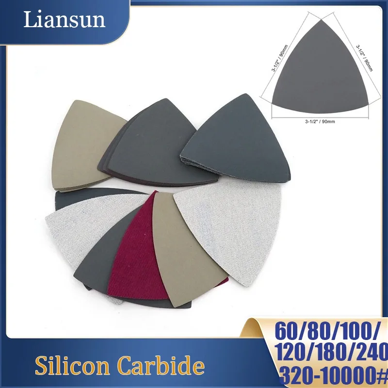 5-50pcs Triangular Sandpaper 90mm Dry & Wet Abrasive Polishing Sanding Paper 60-10000 Grit Fit Oscillating MultiTool Sanding Pad