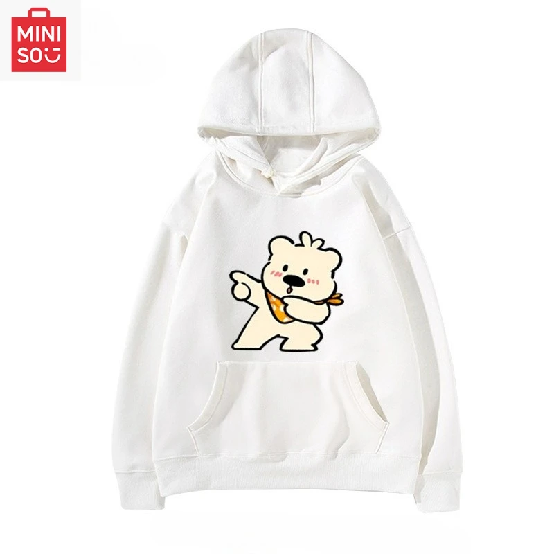 

MINISO co-branded Maltese printed hoodie with hood loose cartoonish multi-functional casual and cute girl