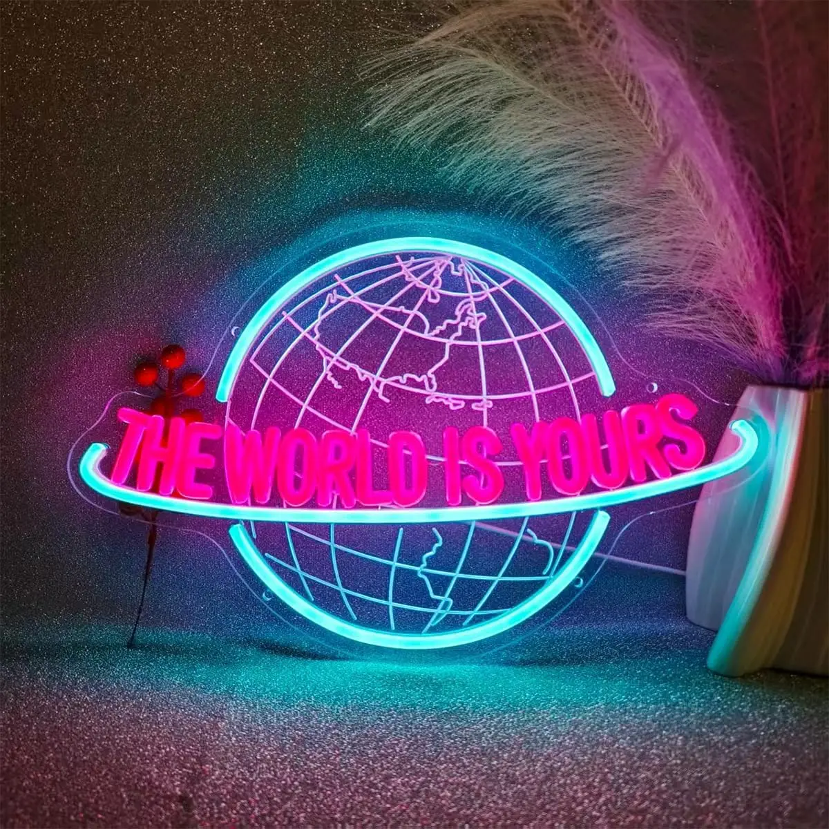 The World Is Yours Neon Sign USB Planet LED Lights for Party Tiki Bar Gaming Room Bedroom Decoration Neon Personnalisé Gift - view 3
