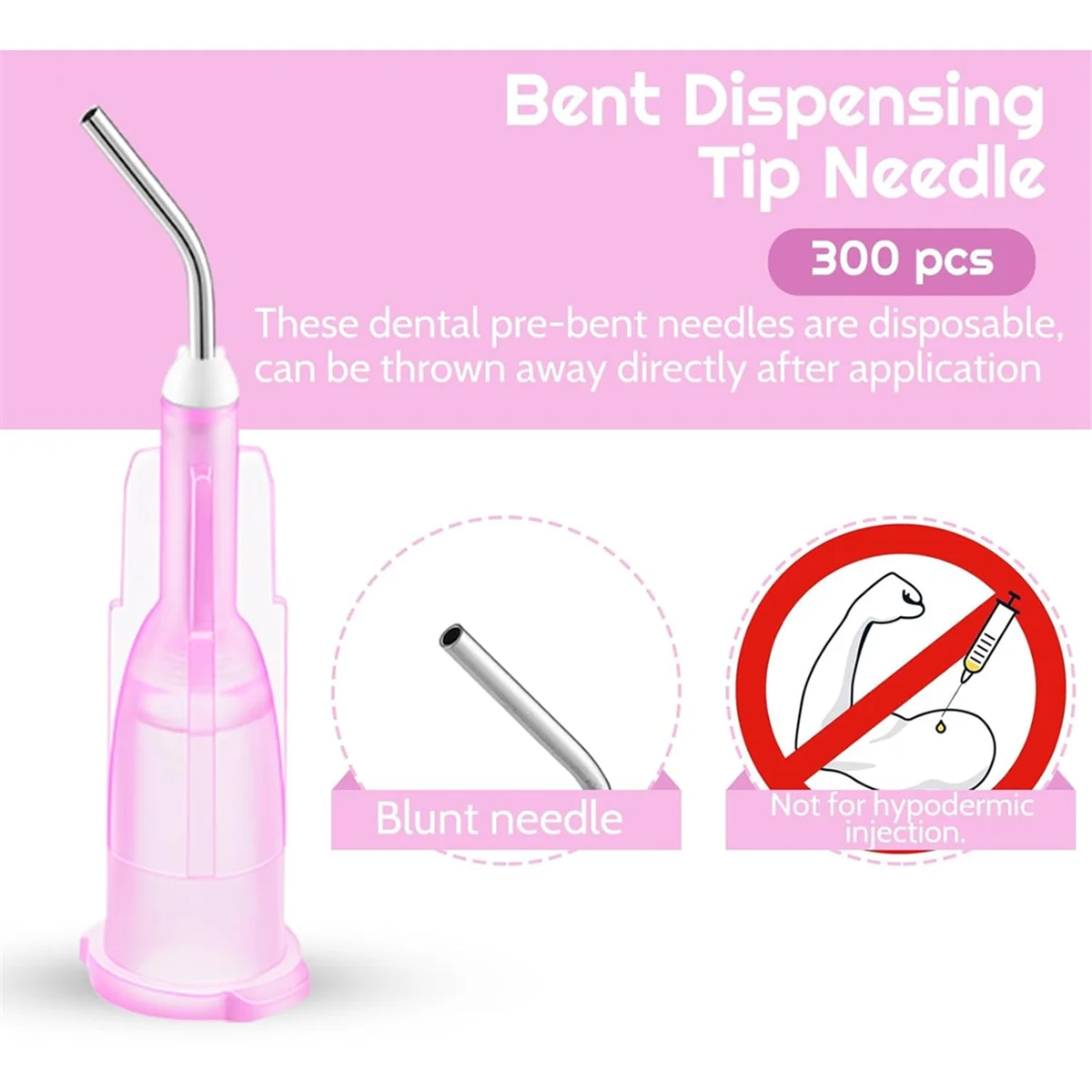 A97G 300 قطعة نصائح الاستغناء المنحنية طرف حاد الاستغناء عن الإبر الأسنان قبل عازمة تدفق الاستغناء إبرة نصائح الوردي