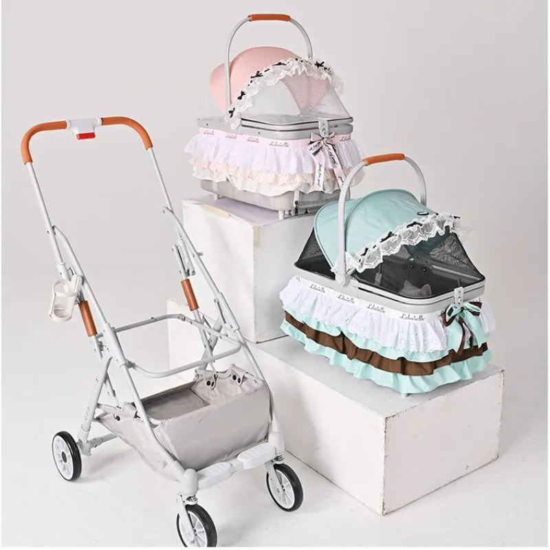 Royi Store New Lace  Pet Cart Cute Princess Lace High Value Lightweight Foldable