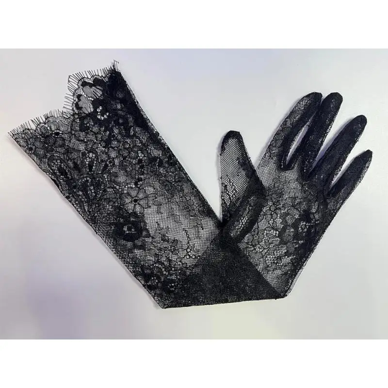 31BB Vintage Lace Gloves For Formal Occasion Extended Arm Coverage For Photoshoot Ceremonies