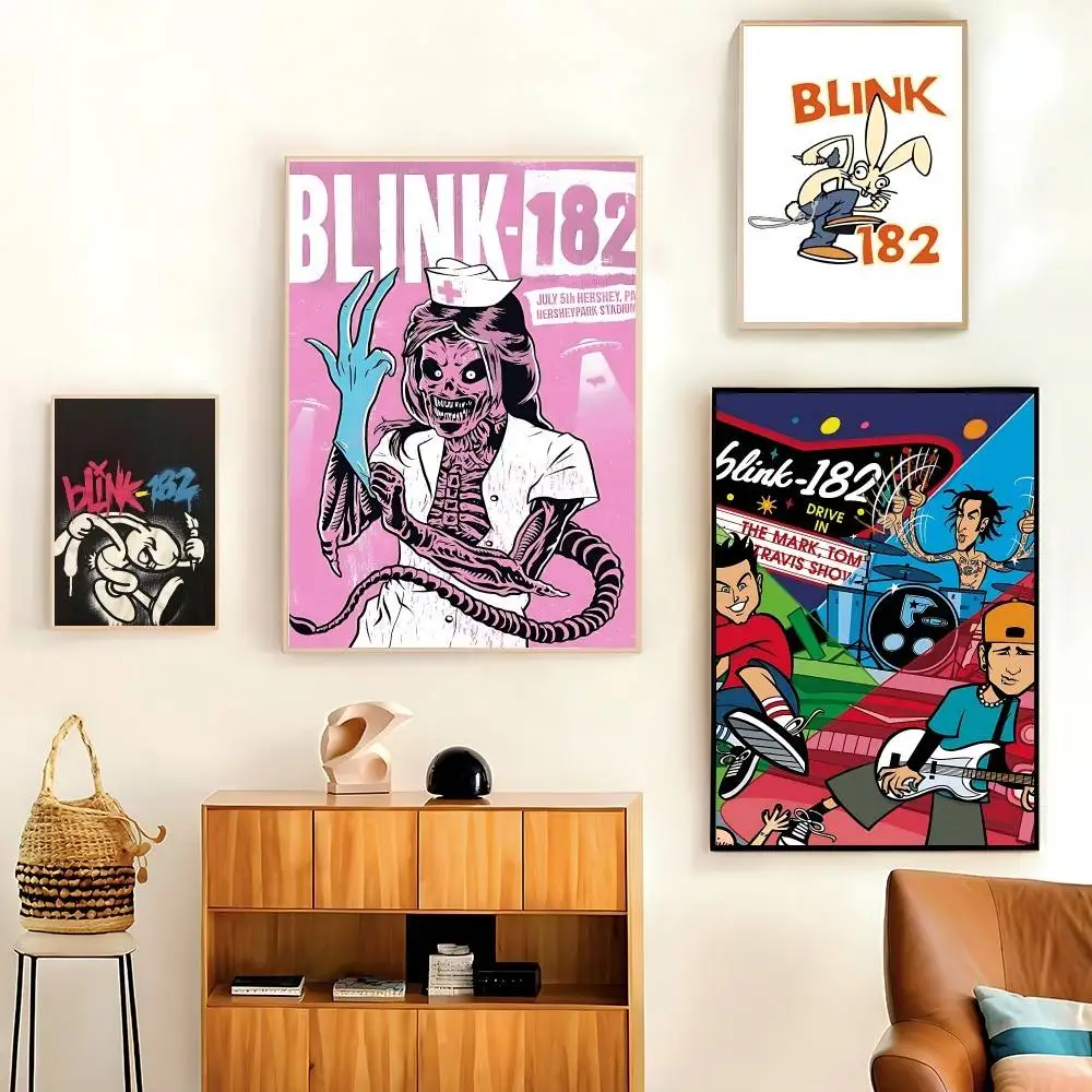 B-Blink 182-Rockband-Anime-Poster, Druck auf Leinwand, Bilder für Zuhause, Wohnzimmer und Schlafzimmer, Wanddekoration, rahmenloses Gemälde