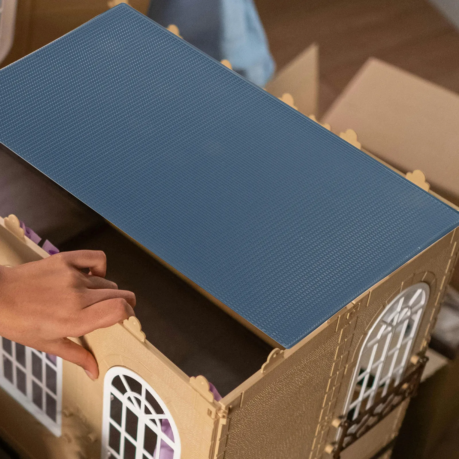 

4pcs Miniature Roof Tiles Rustic Design Diy Mini House Sand Table Decoration Lifelike Simulation Roof Tiles Props