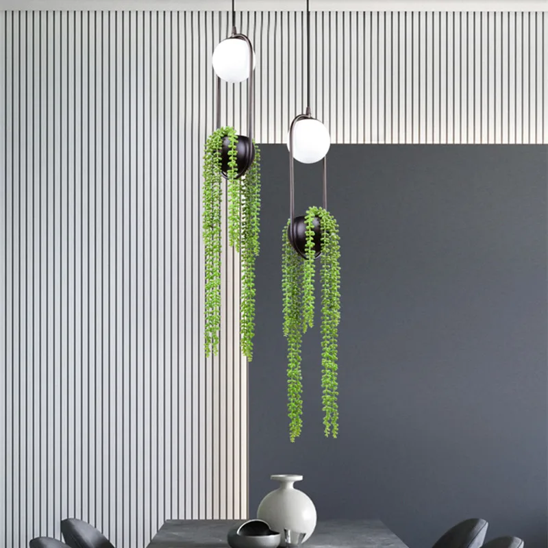 

nordic glass pendant light green plant pendant light Iron lamp sky garden lamp Home decoration suspended luminaire