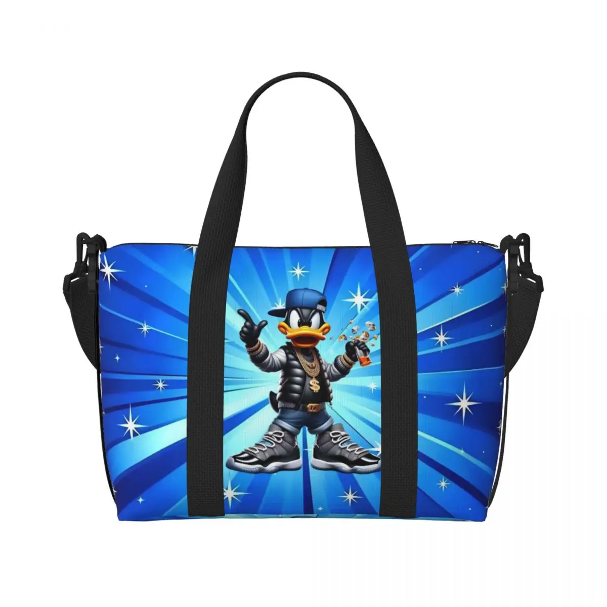

Custom Funny Cartoon Daffy Duck Groceries Shopping Tote Bags Women Big Capacity Anime Kawaii Gym Beach Travel Bags