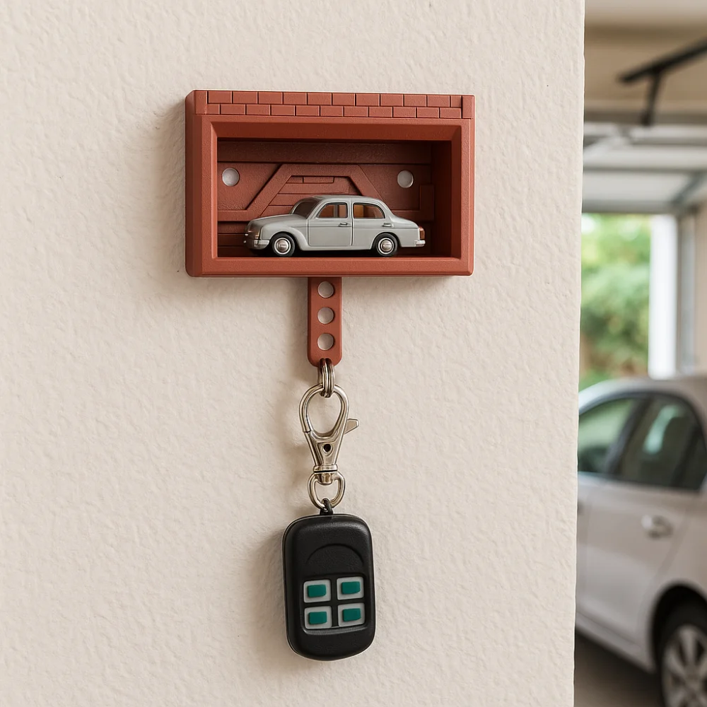 

Creative Car Garage Key Holder Multifunctional with Opening Door Car Key Hook Rack Space-saving Funny Fun Key Organizer Entryway
