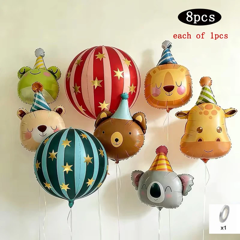 Circus Cartoon Dieren Folieballonnen Schattige Beer Koala Leeuw Aap Kat voor Kinderen Verjaardagsfeestje Decoratie Scène-indeling Foto-rekwisieten