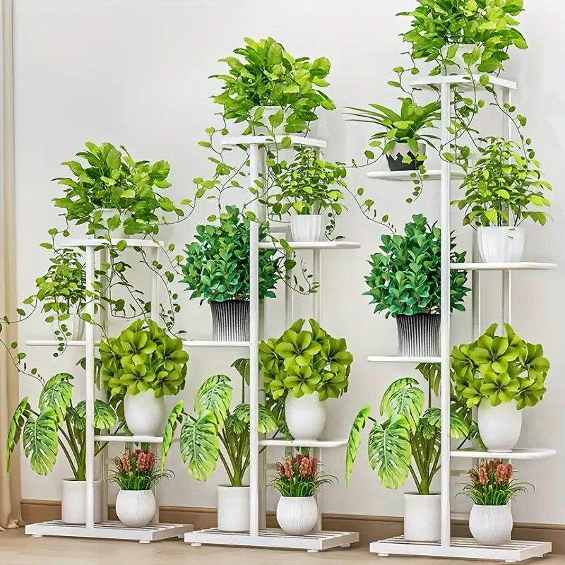 

Plant Shelves Iron Potted Flower Plant Stand Rack Multiple Flower Pot Holder Shelf Indoor Outdoor Planter Display Organizer