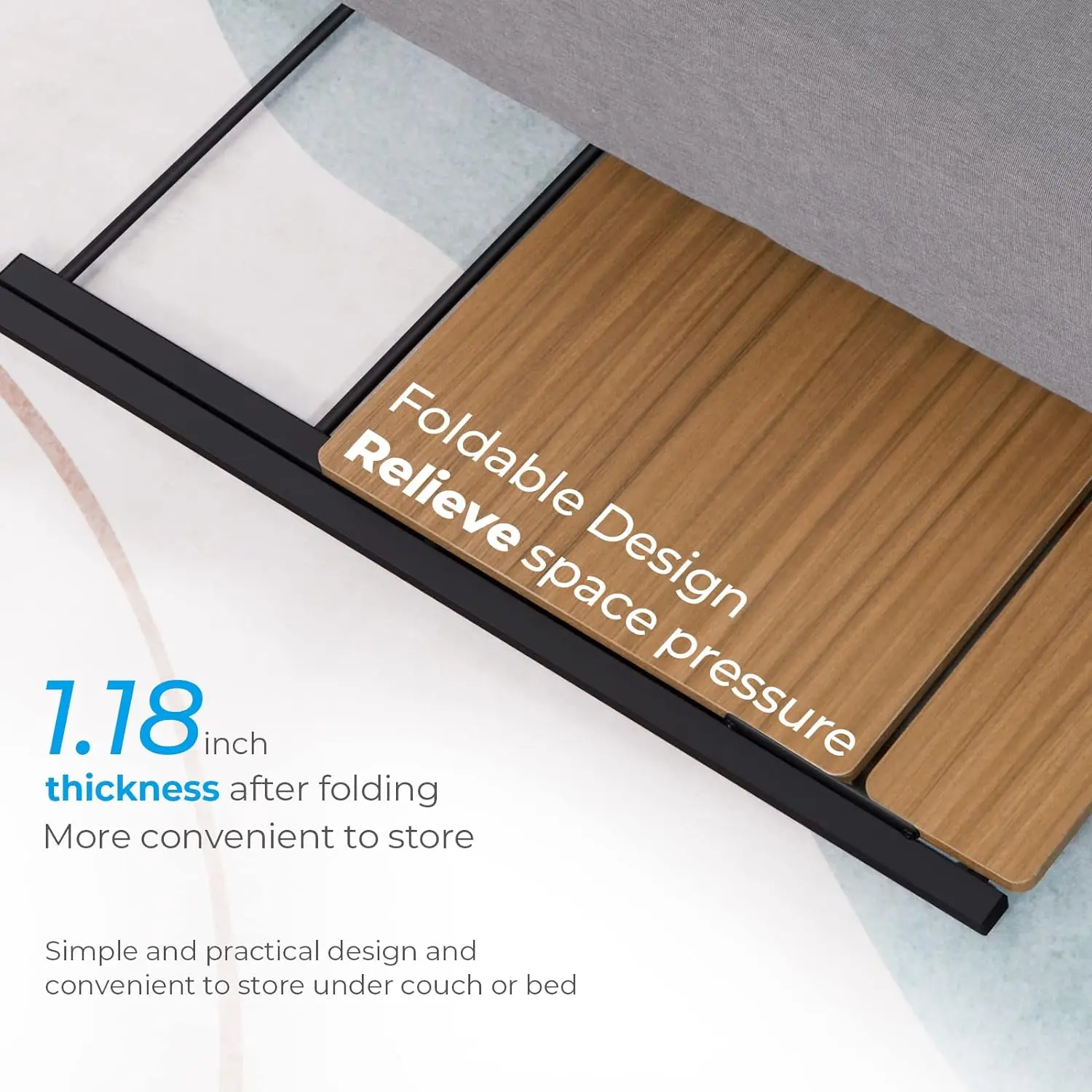 Small Folding Desk 2 Tier Computer Desk No Assembly Required 27.3 x 22 Inch Expandable Table Space Saving Convenient Comfortable