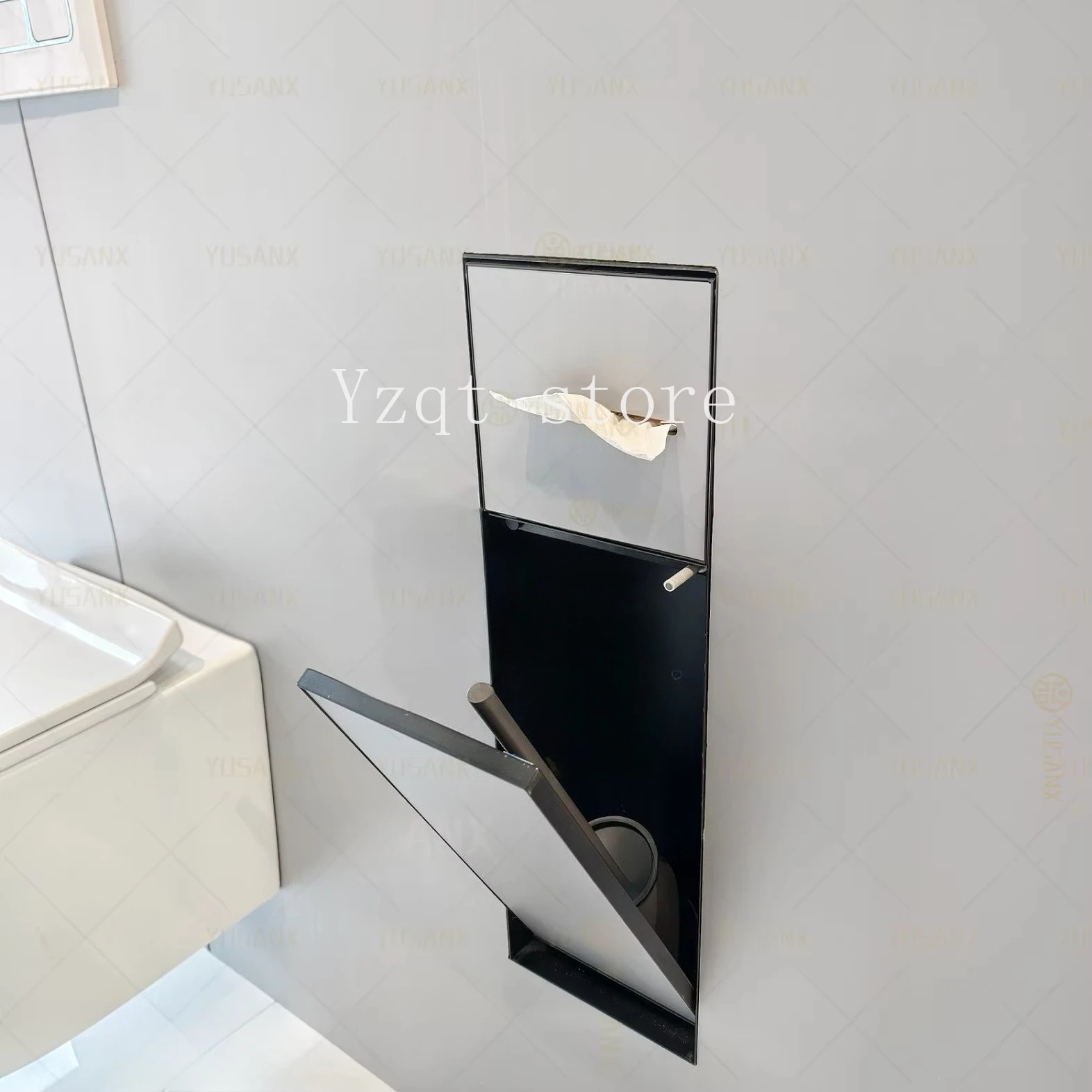 Hidden SUS304 Niche Bathroom Toilet Accessories Set Hotel Apartment Up and Down Open Hidden Tissue Box Toilet Brush Niche