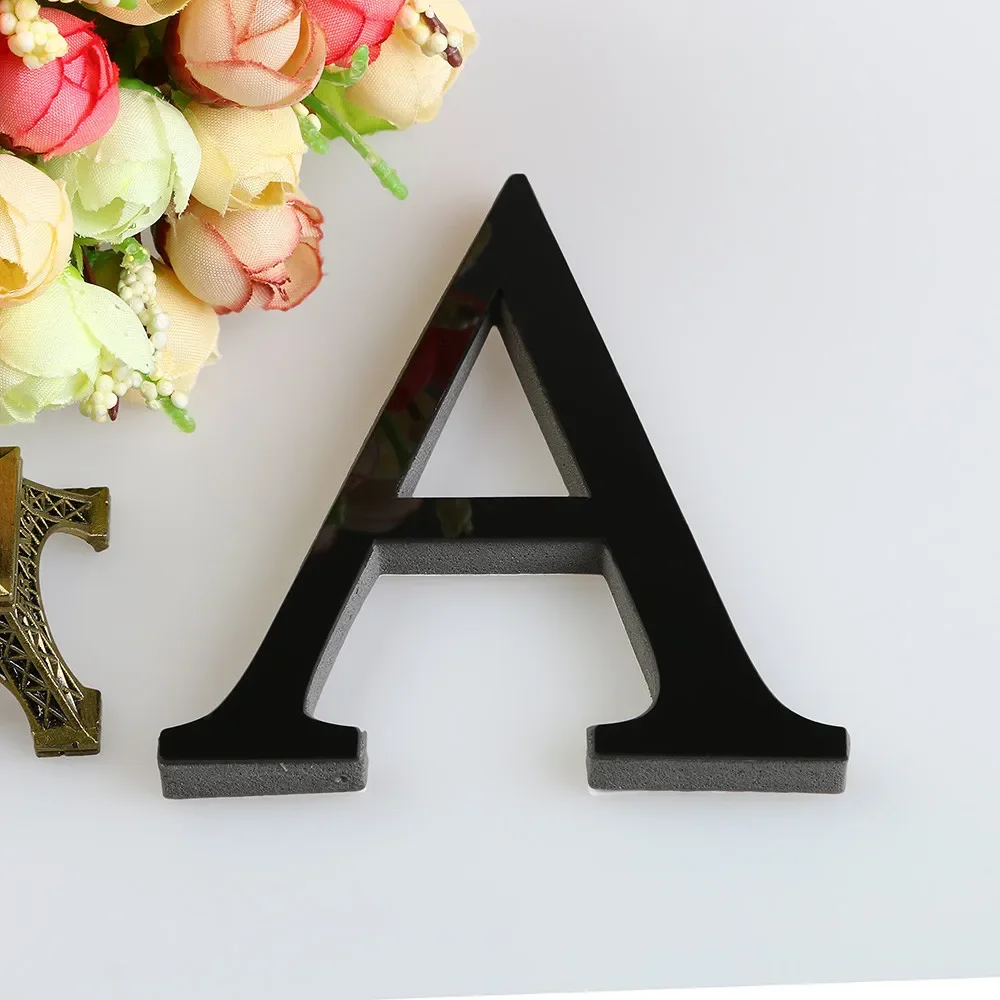 20CM 3D Mirror Letters Wall Stickers For Home Decor Black/Gold/Silver Decal Acrylic Alphabet English Letter Art Mural Decoration