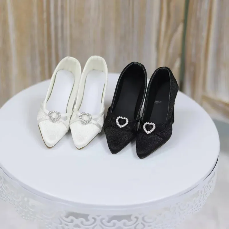 

BJD Doll Shoes Toys 1/3 Girls Daily SD/DD/SDGR/SD16 Black Silk Elegant Love Heart Cross Buckle High Heels Gifts Doll Accessories