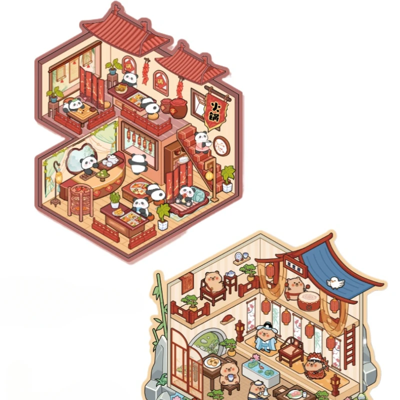 2 قطعة/الحزمة ملصقات المناظر الطبيعية Kawaii DIY بها بنفسك المقصورة المشهد التراص لصق حساب اليد سكرابوكينغ المواد سجل القصاصات عدة #3