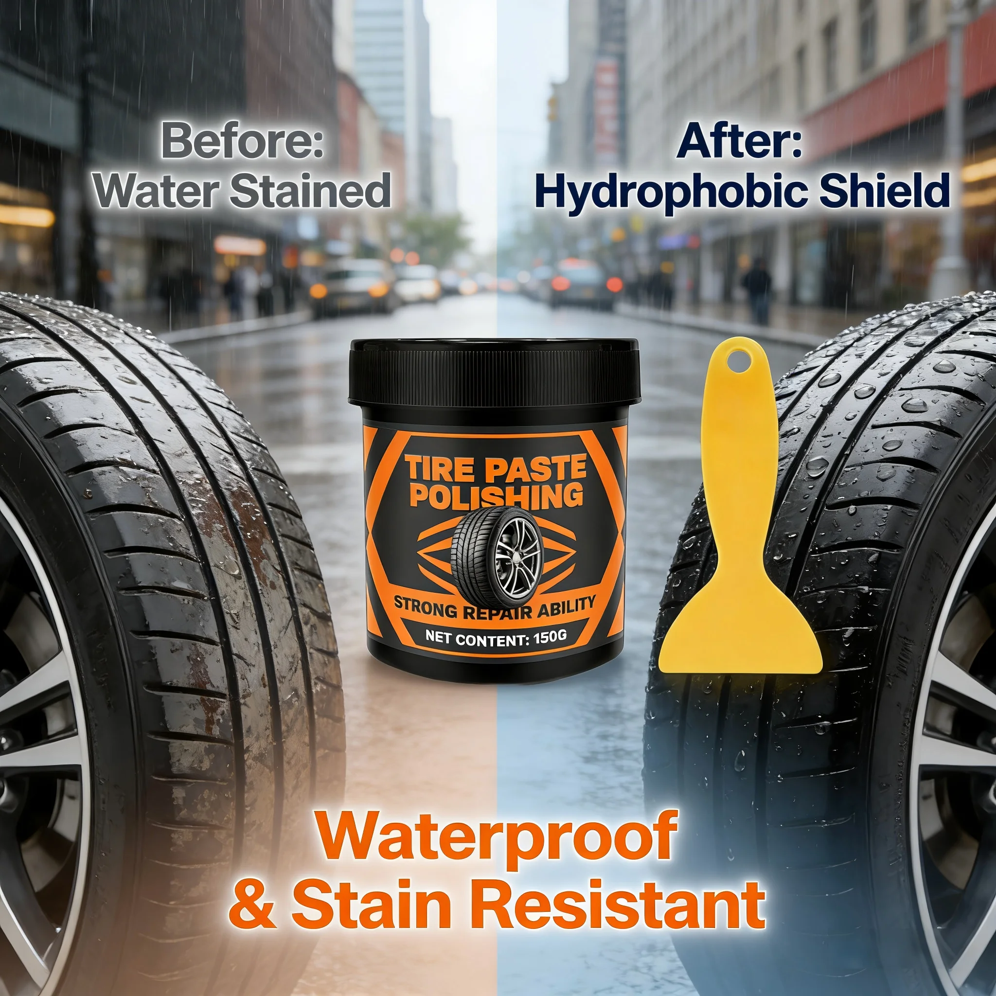 Pasta Restauradora de Neumáticos, Protección UV Antienvejecimiento, Brillo para Neumáticos, De Daños Causados por Rayos UV a Protección Duradera, Cera para Neumáticos con Brillo Profundo