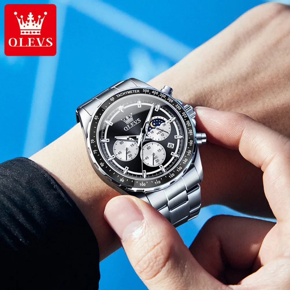 OLEVS New Mens Watches Brand Luxury Chronograph Quartz Watch Men Waterproof Luminous Casual Fashion Male Clock Relogio Masculino