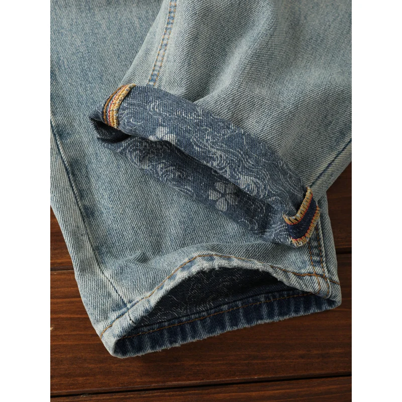 

2025 new perforated jeans men's trendy versatile American casual classic straight tapered long pants