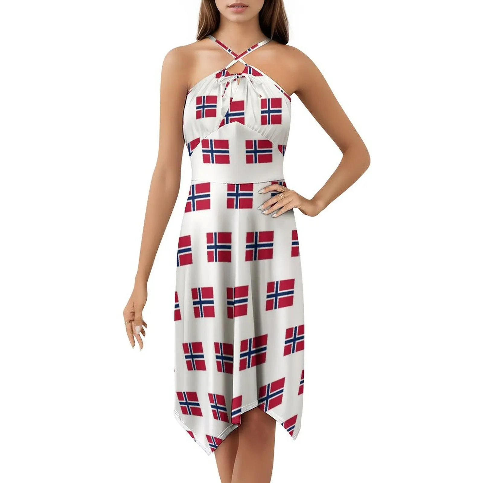 علم النرويج نمط نسخة فستان عطلة مثير للنساء شاطئ حفلة عيد ميلاد فستان قصير النرويج أوسلو النرويجية النرويجية نورج #5