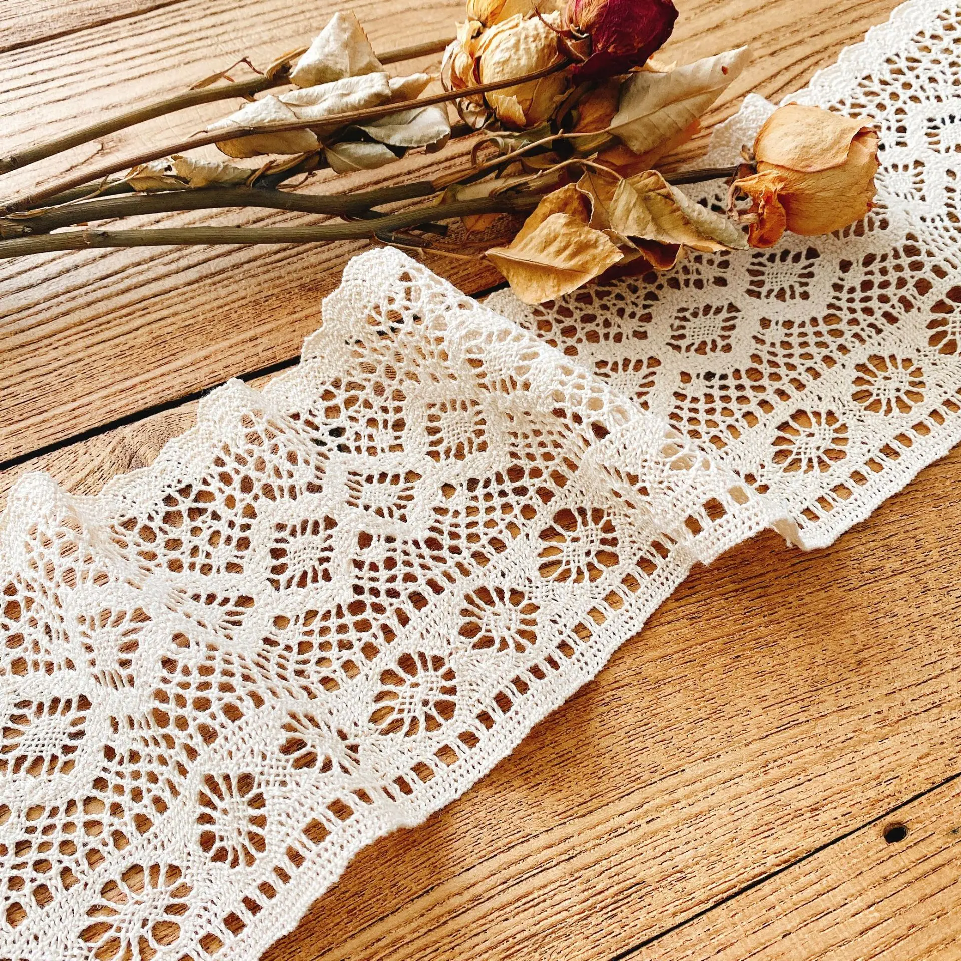 DIY Hollow Out Cotton Thread Crochet Lace Clothing Sewing Fabric For Curtains Lace Tables Runners Clothing Accessories 13cm-17cm