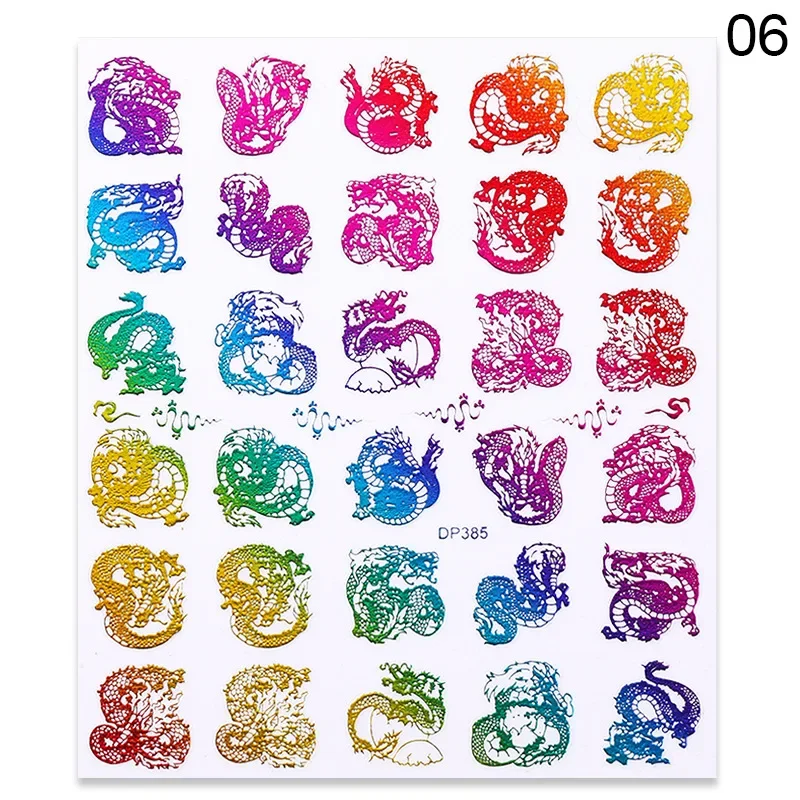 Cartoon Animal Butterfly 3d Flower Nail Art Stickers Avocado Cactus Leaves Sliders for DIY Nail Decals Autumn New Year 3D Design