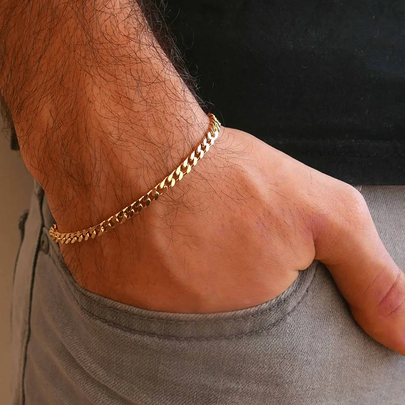 Vnox 3-11mm Chunky Miami Curb Chain Bransoletka dla mężczyzn, kubańska opaska na nadgarstek ze stali nierdzewnej Classic Punk Heavy Biżuteria męska