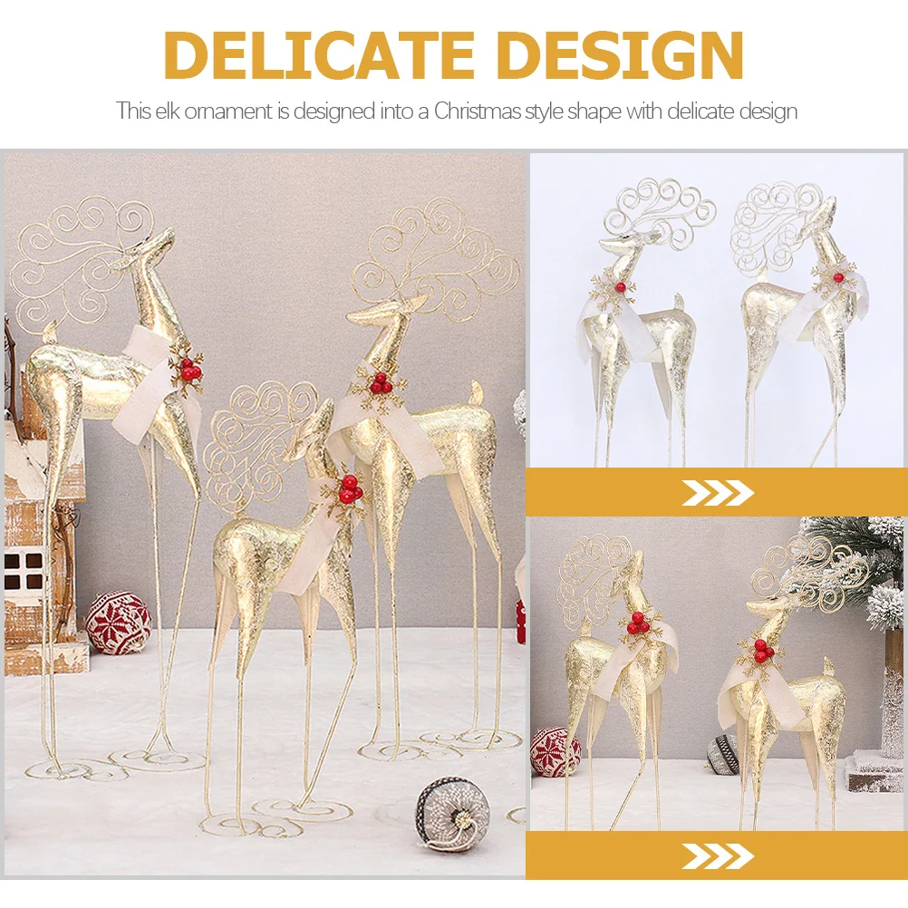 

Christmas Tree Ornament Deer Decorations Home Figures for Table Tops Figurines Metal Ornaments