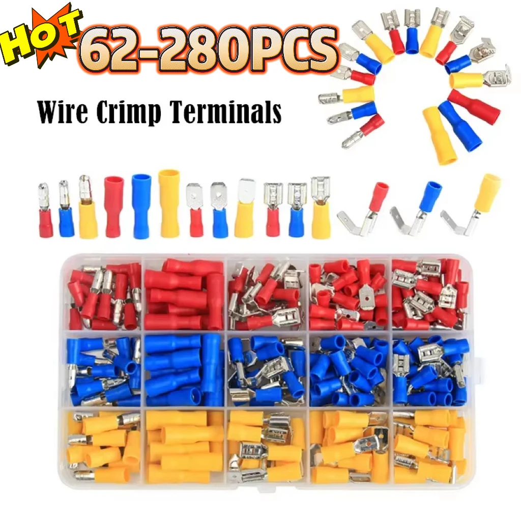 Vehicle Waterproof Electrical Wire Connector Set Assorted Male Female Spade Ring Fork Butt Quick Connector Caps For Car Cables