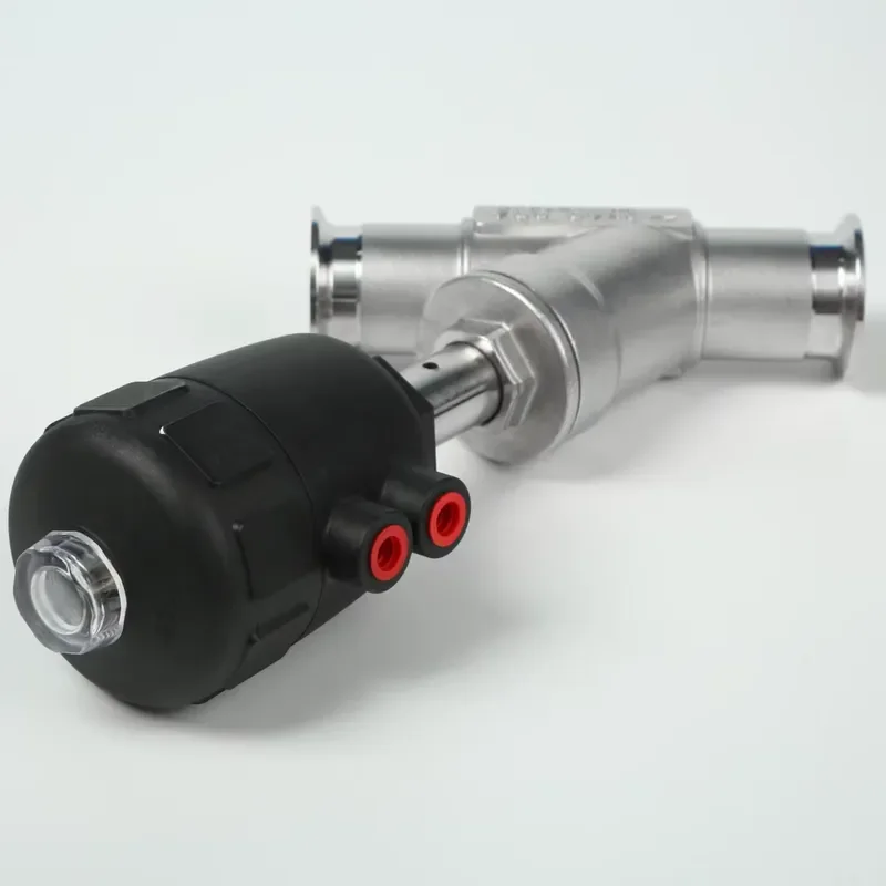 DN40 Pneumatic Y Type Angle Seat Valve Stainless Steel Sanitary Grade Welded End Ra0.8 Steam Regulating Control Valve PN16