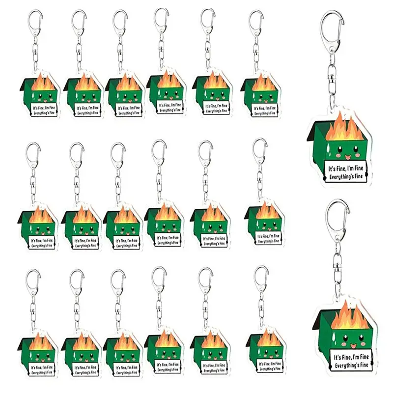 

A32HOT-Acrylic Keychains Gifts Appreciation Gifts Dumpster Fire Acrylic Keychains Bulk