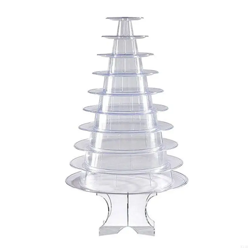 KX4B Acrylic Macaron Display Rack with Base Cupcake Stand 10-Tier Cupcake Tower for Baby Shower, Birthday Party,Wedding Decor