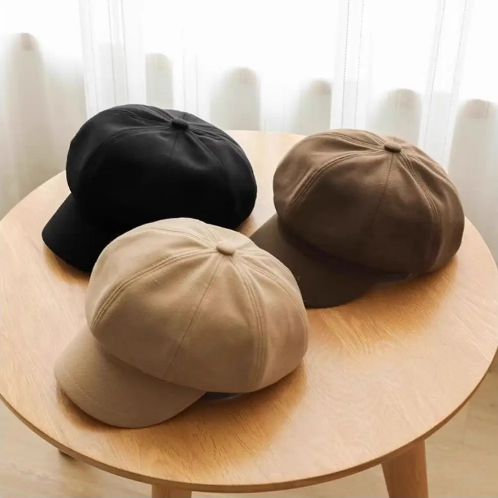 

Fashion Duck Tongue Retro Berets Hat Octagonal Solid Color Vintage Newsboy Cap Y2k JK Painter Cap Female