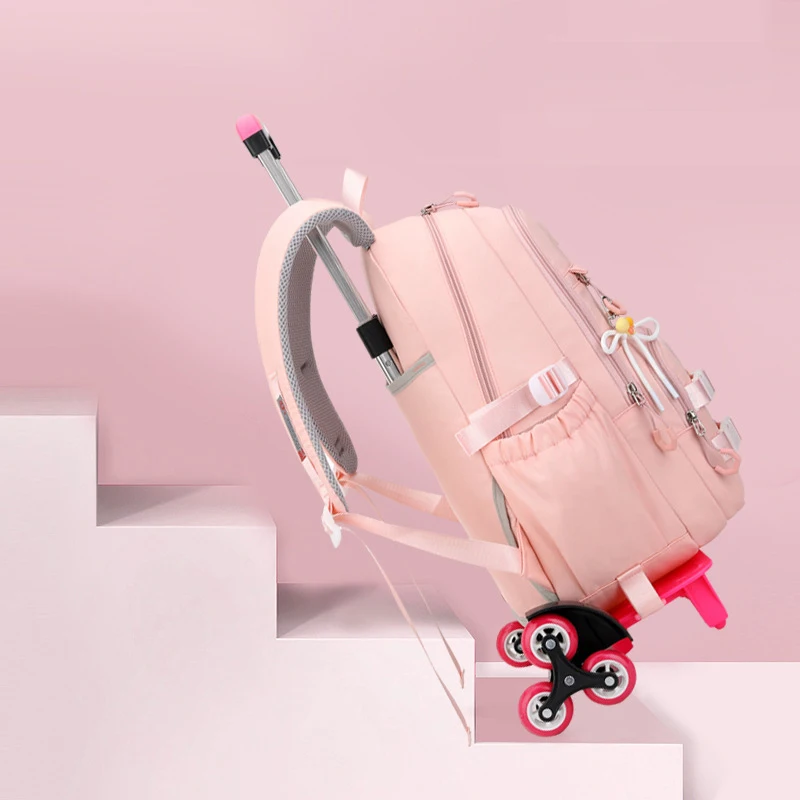 Sac à Dos d'École à Roulettes Étanche pour Enfant, Cartable à Roulettes pour Fille