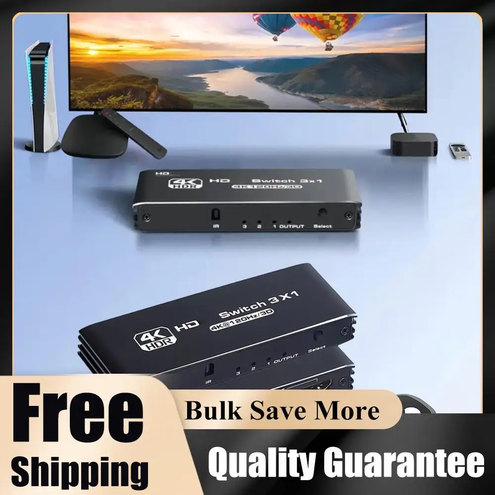 4K 120Hz Switch Splitter 3x1 Switcher Video Converter Plug and Play IR Remote Control for HD-DVD for PS3/4/5 for Xbox 360 Player