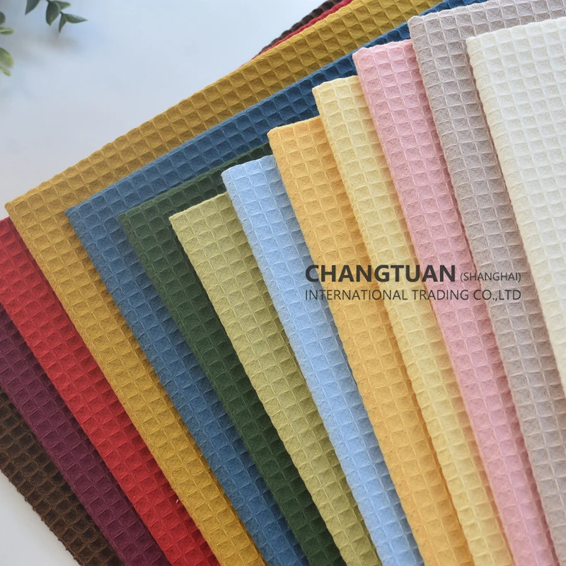 20 Colours In Stock High Quality Waffle Fabric Cotton Yarn Dyed 100% Cotton Waffle Fabric