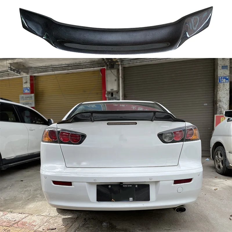 Dla LANCER Spoiler EVO 100% Prawdziwy materiał z włókna węglowego Tylne skrzydło samochodu Tylny spoiler w kolorze podkładu Dla Mitsubishi LANCER 2010-2016