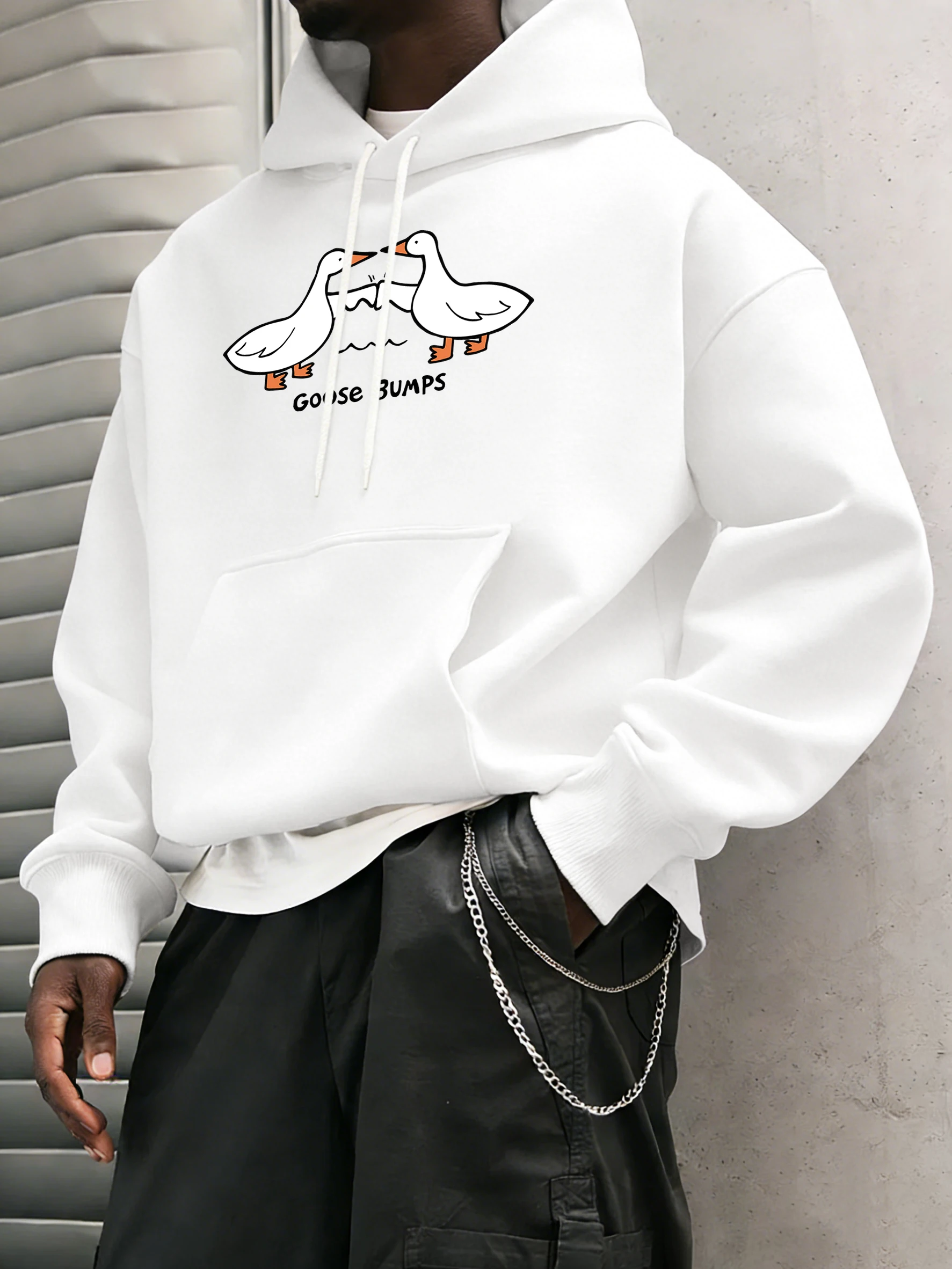 Good Bumps Ducks Druck Männer Fleece Tägliche Hoodies Herbst Trendy Pullover Tasche All-Match-Kleidung Unisex Lose Sweatshirts
