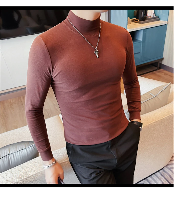 2026 Herren Thermounterwäsche Rollkragen-Hemd mit Revers, dünnes Modal-Herbst- und Winter-Langarm-Unterhemd, einlagiges Slim-Fit-Oberteil – Detail 11