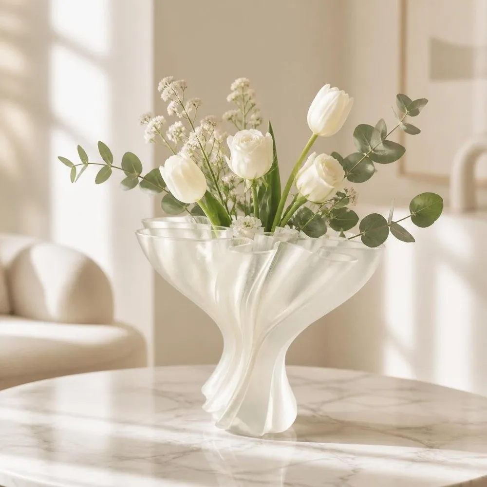 Nordic Style Flower Bouquet Vase 3D Printed Creative Desktop Ornament Irregular Modern Art Flower Display Container Office