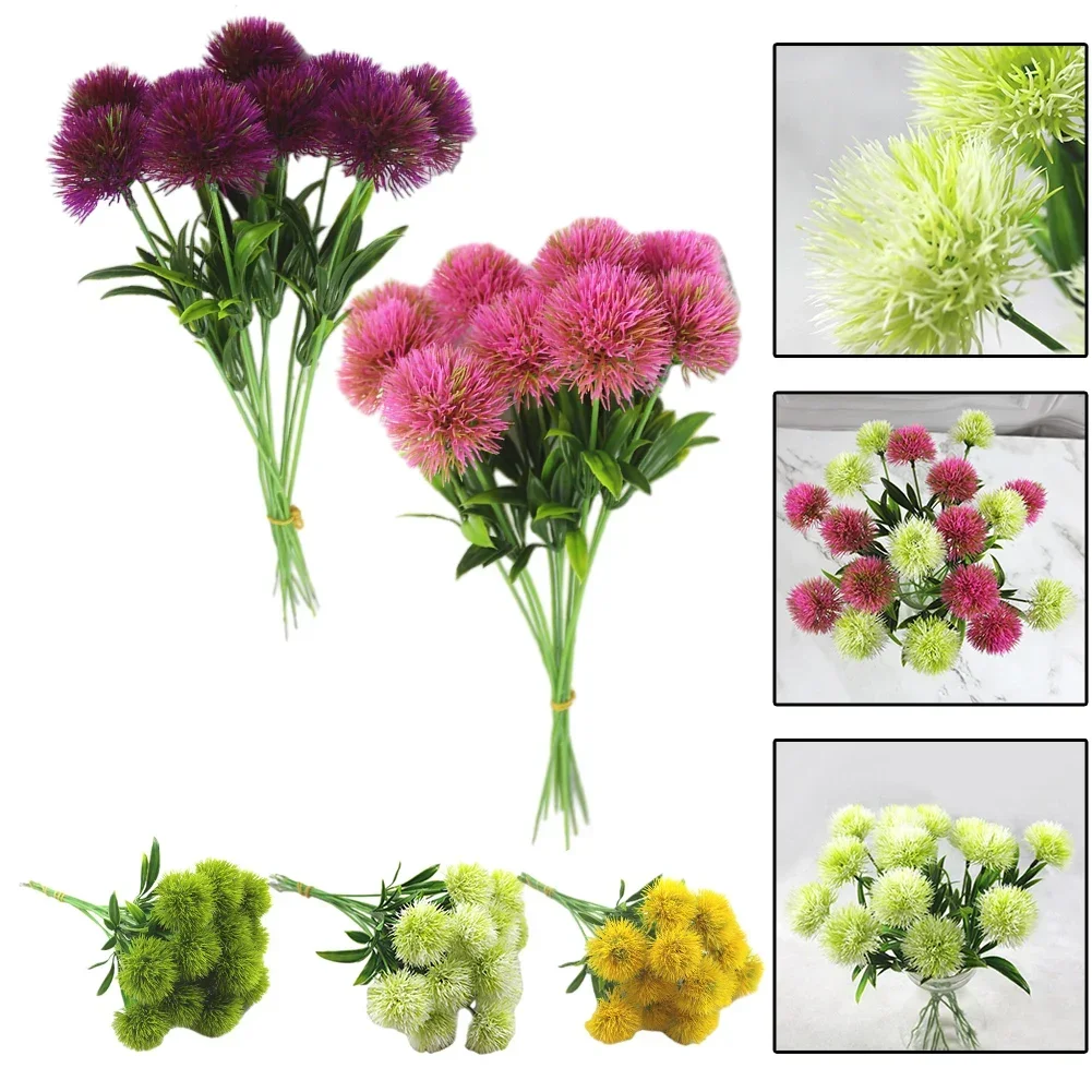 10pcs Simulation Dandelion Plastic Flower Ball Household Bedroom Garden Wedding Desktop DIY Decor Supplies