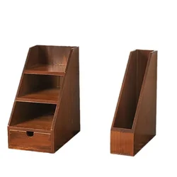 Wooden Desktop Storage Organizer Home Office Desk Drawer Box 3 Tier Holder for Sundries Supplies