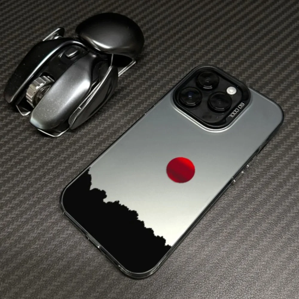 

Creative and personalized Red Sun phone case for iPhone 16 15 14 13 12 11 Pro/ Max/Plus shock-proof rear cover anti-fingerprint