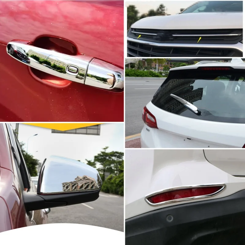 

Для Chevrolet Equinox 2017-2025: хромированные накладки на дверные ручки, защита от дождя, накладки на фары противотуманных фар, накладки на зеркала заднего вида